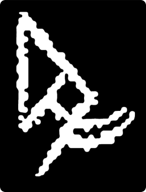 elephante logo art that is basically a squiggly looking elephant wearing a partyhat
